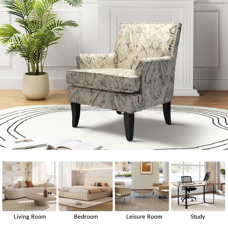 Akorda Classic Armchairs with Nailhead Trim and Solid Wood Legs Set of 2 by HULALA HOME