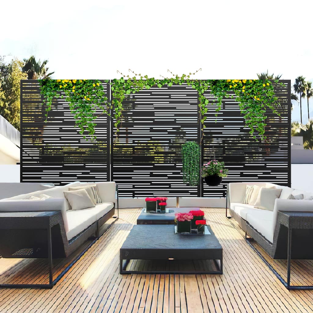 Shine Metal Privacy Screen Panel Free Standing - 72*47