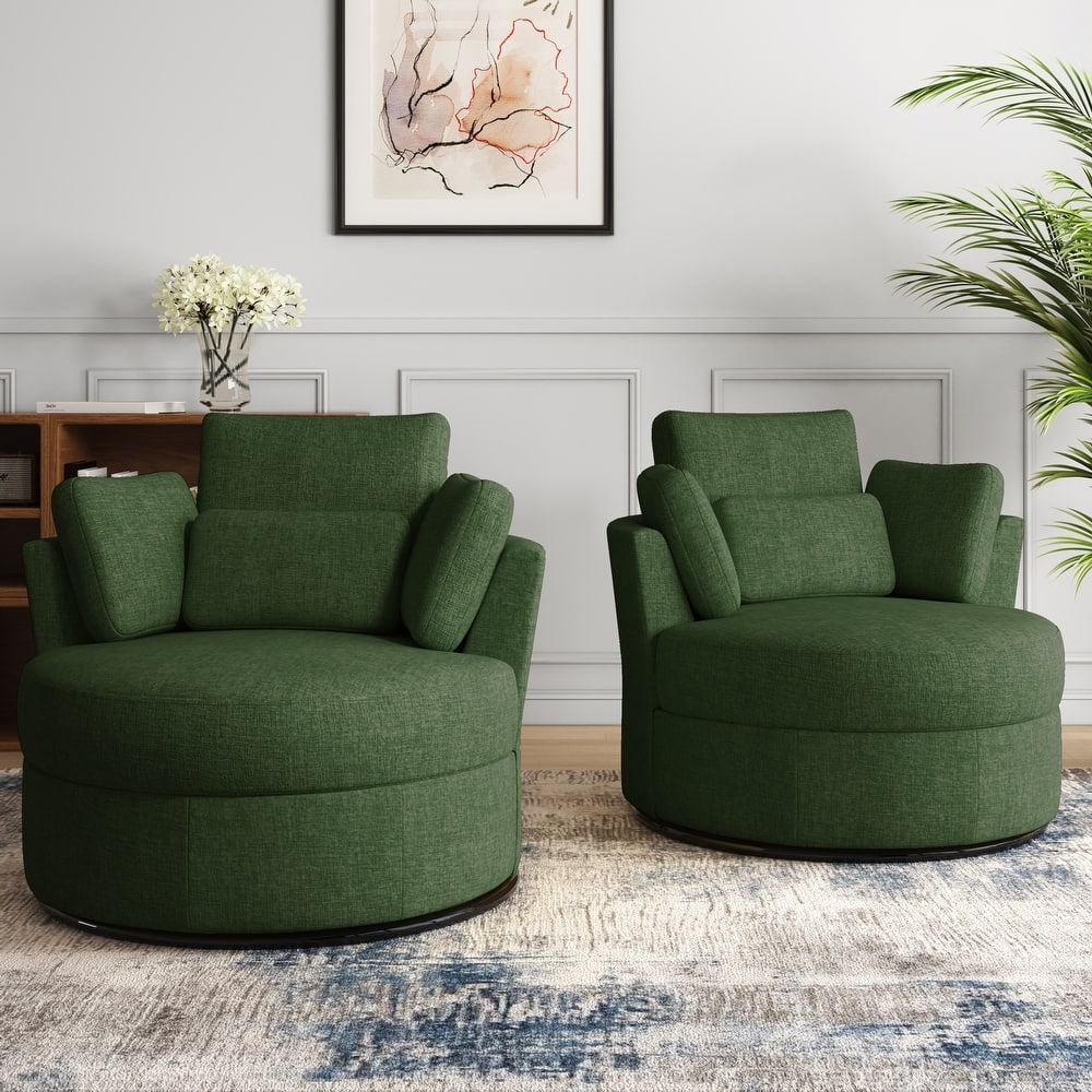 Upholstered Barrel Swivel Accent Chairs