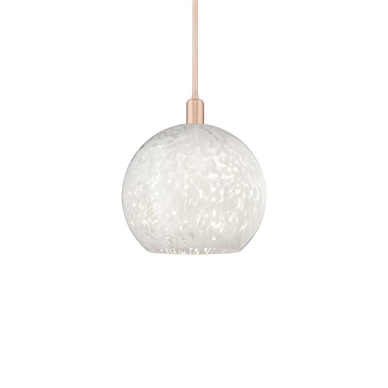Innovations Lighting 716-1S-18-14 White Mouchette Pendant White - Antique Copper / White Mouchette