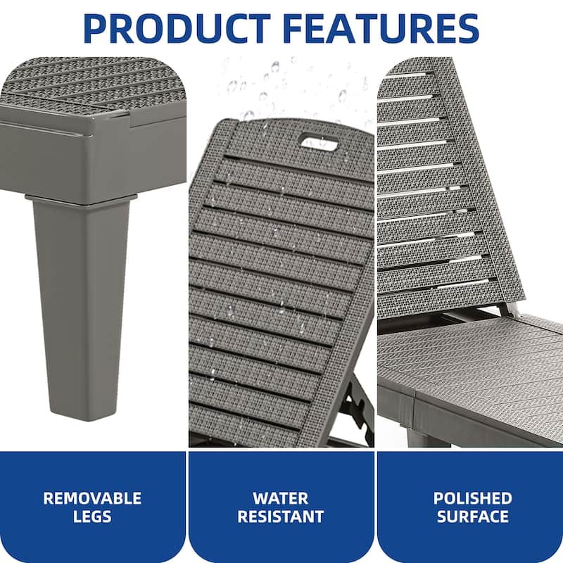 Outdoor Chaise Lounge Chairs (Set of 2) with Adjustable Backrest