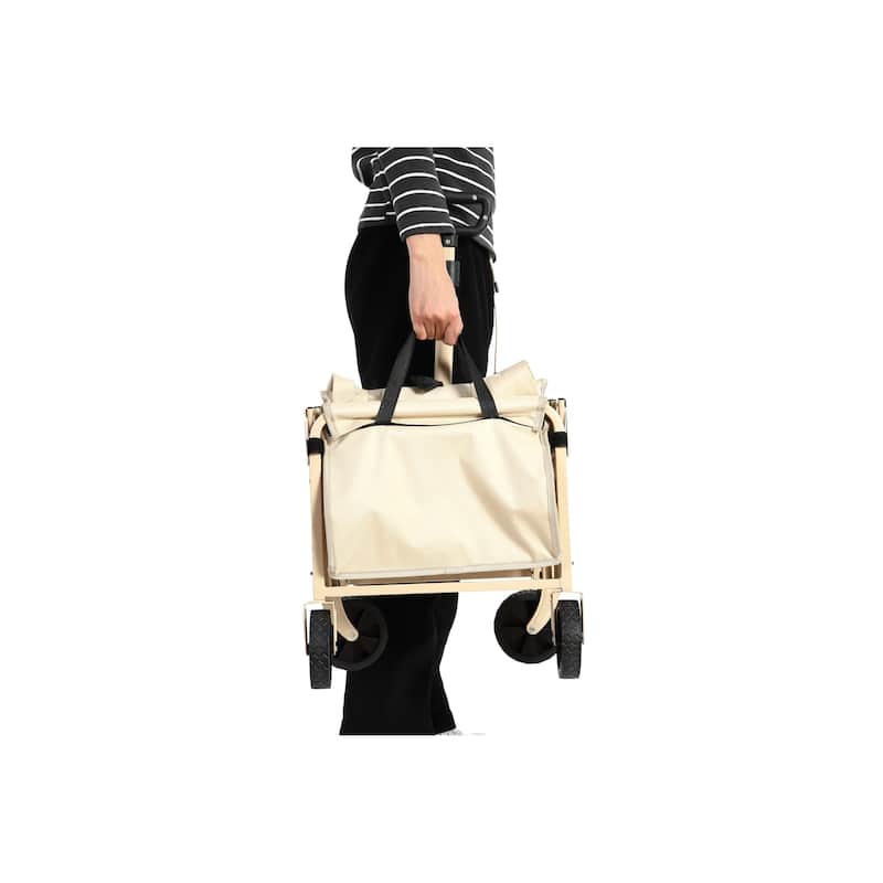130lbs Capacity 600D Oxford Fabric Lightweight Portable Heavy Duty Collapsible Foldable Wagons with All Terrain Wheels