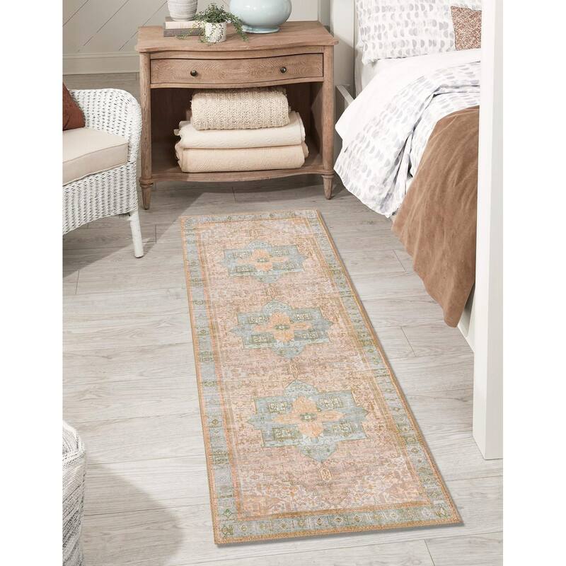 Transitional Rine Collection Area Rug - 2'6"x12' - Light Brown