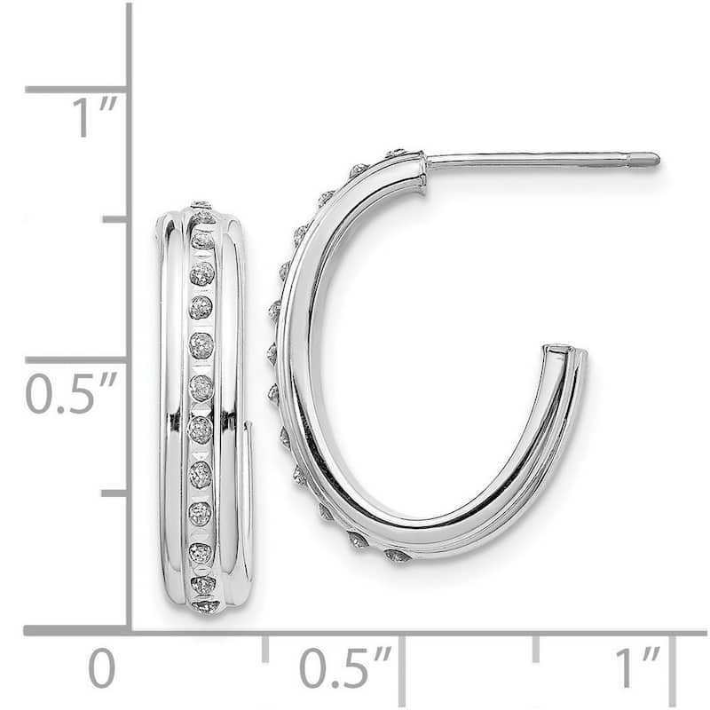 Curata 14k White Gold Diamond Accent Post J Hoop Earrings (19x4mm)