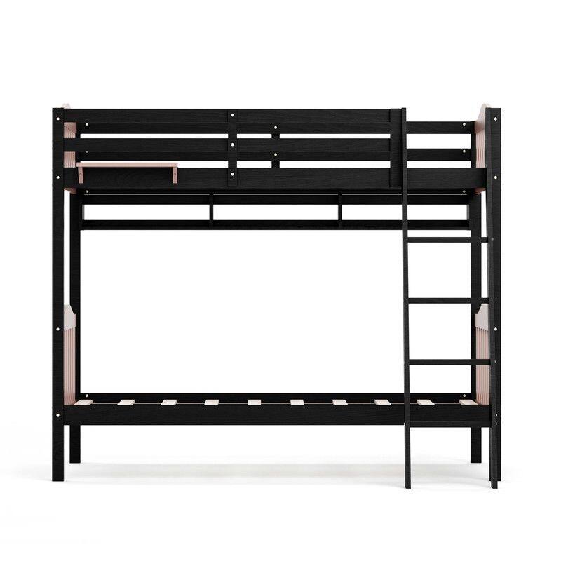 Twin Over Twin Solid Wood Bunk Bed for Kids and Adults, No Box Spring Required