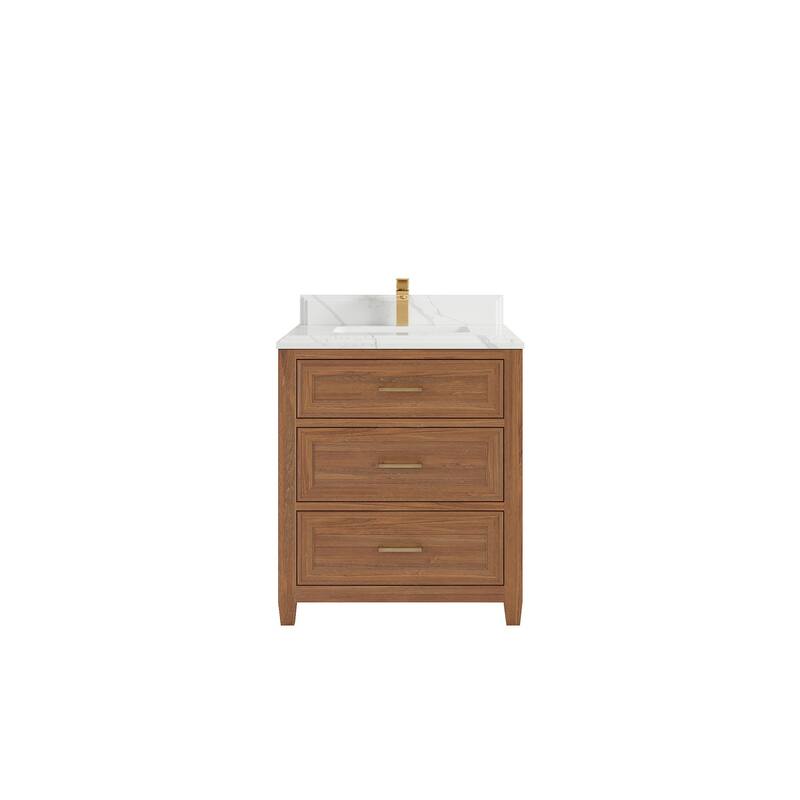 Willow Collections 30 in. W x 22 in. D Santa Monica Teak Single Sink Bathroom Vanity with Countertop