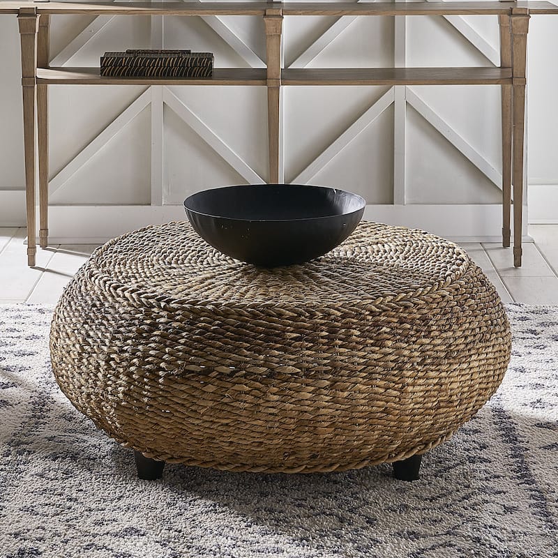 Captiva 42-inch Woven Seagrass Coffee Table Ottoman