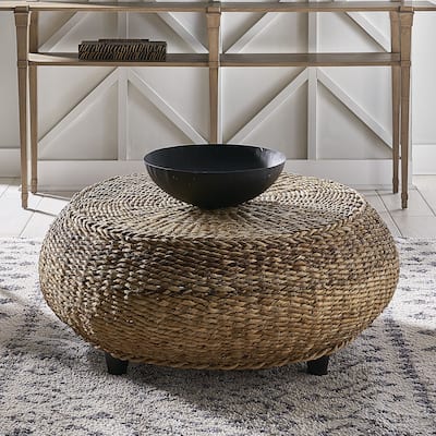 Captiva 42-inch Woven Seagrass Coffee Table Ottoman
