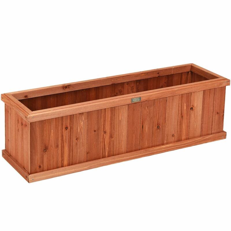 Wooden Decorative Planter Box for Garden and Window Display - 40" x 12" x 12"