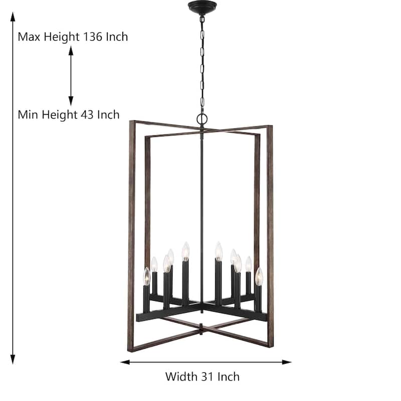 Acroma 12-light Farmhouse Rustic Geometric Chandelier for Entryway - 31 inches