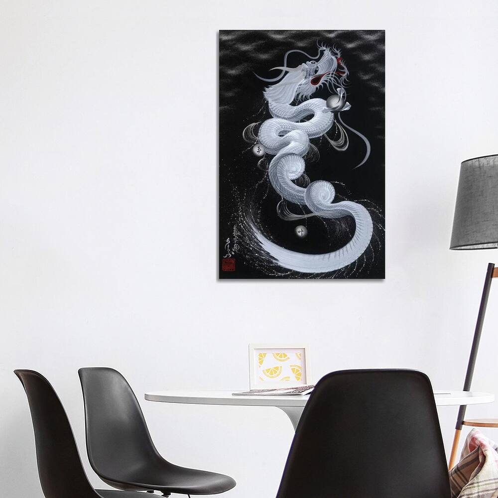 iCanvas "Good Luck White Dragon" by One-Stroke Dragon Canvas Print