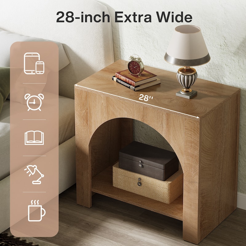 Farmhouse Night Stand for Bedroom, Home Office, Brown Bedside Table