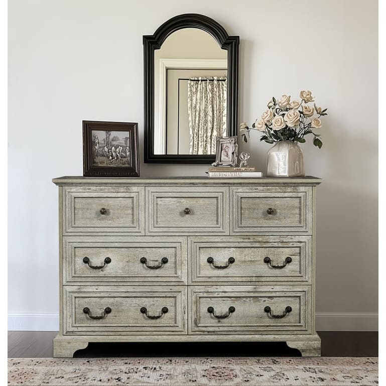 Rustic Chest of Drawers, Farmhouse 7 Drawers Dresser