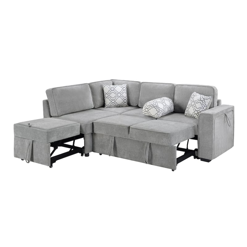 Convertible Multifunctional L-Shaped Sectional Sofa Bed with Dual Pull-Out Sleepers by Harper&Bright Designs