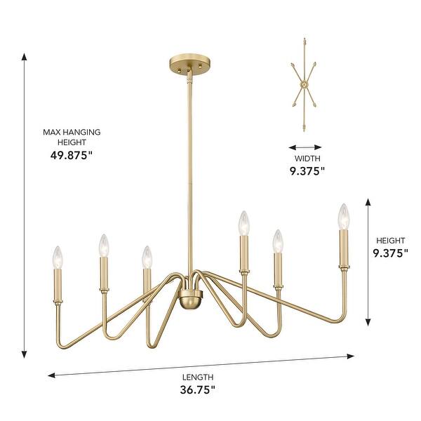 dimension image slide 5 of 6, Yep by Golden Lighting Kennedy 6-light Island Light in Brushed Champagne Brass