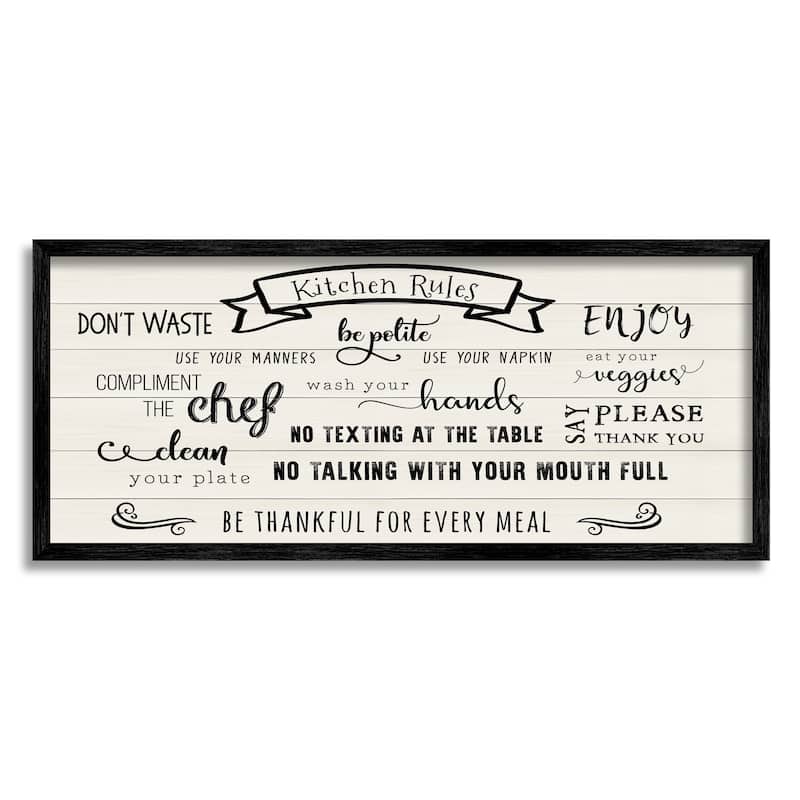 Stupell Kitchen Rules List Family Happiness Motivational Phrases Framed Wall Art