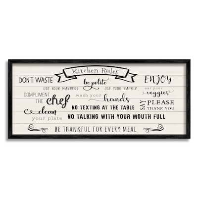 Stupell Kitchen Rules List Family Happiness Motivational Phrases Framed Wall Art