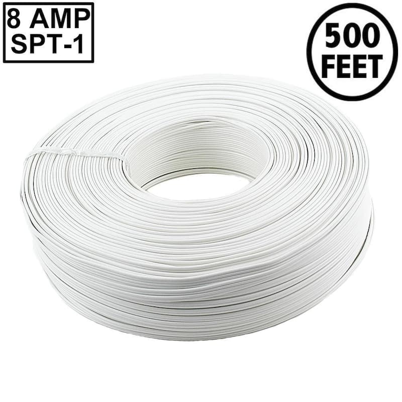Novelty Lights 500 Foot Zip Cord Wire, White, 18 Gauge, SPT-1
