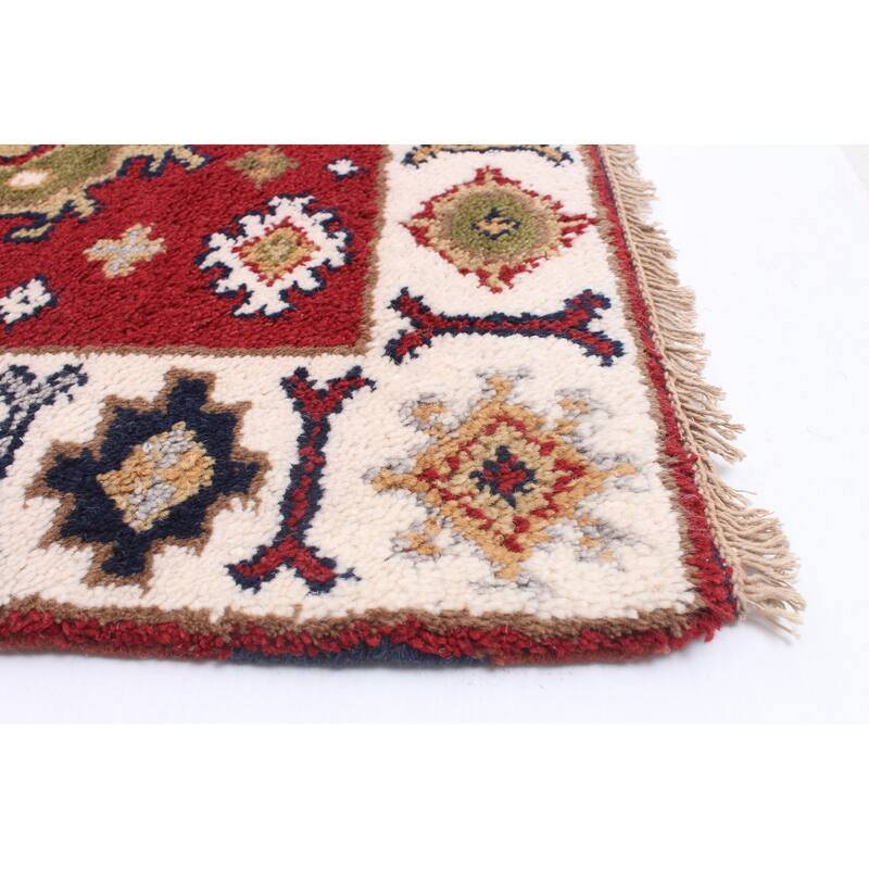 ECARPETGALLERY Hand-knotted Royal Kazak Dark Red Wool Rug - 2'7 x 8'1