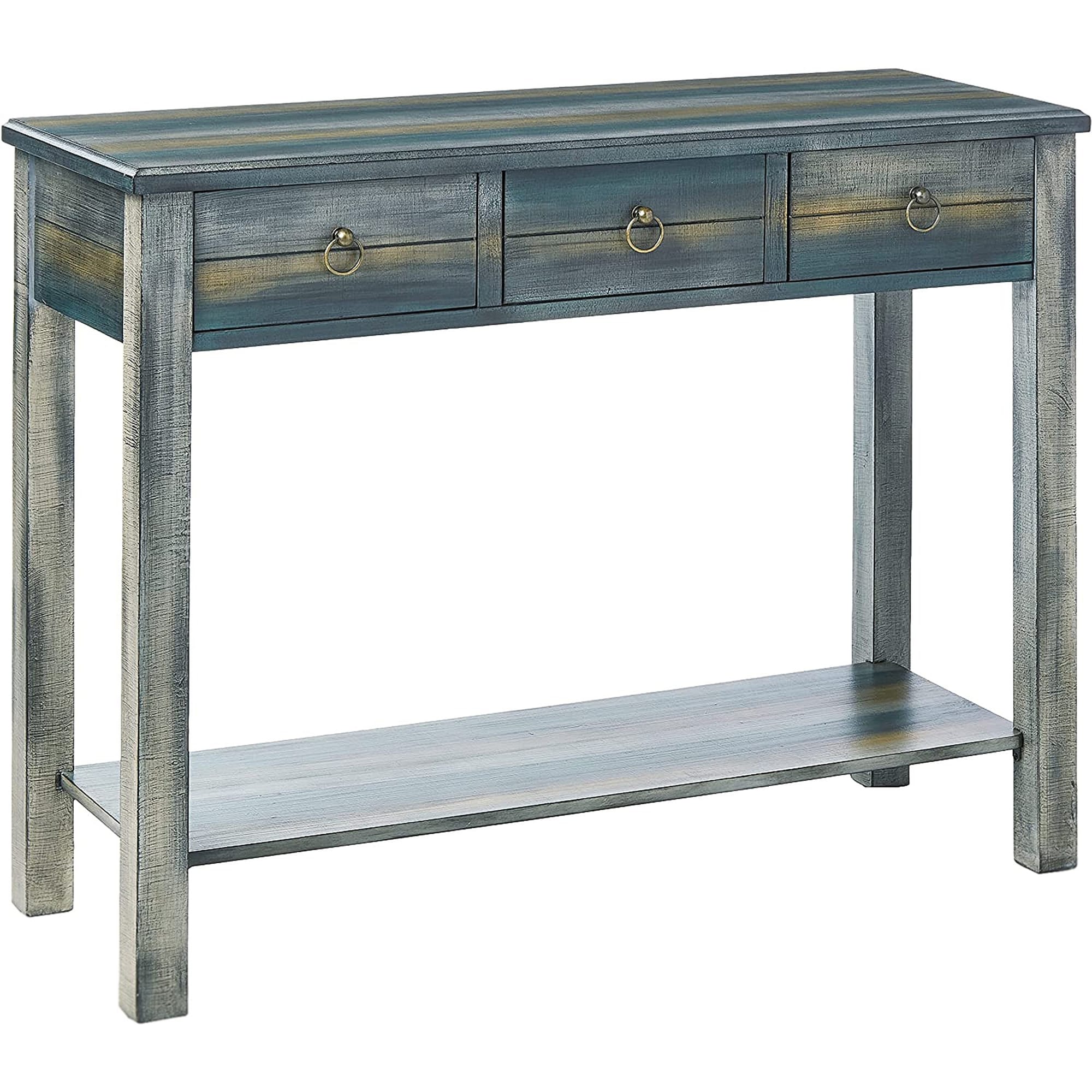 Glancio Console Table in Antique White and Teal