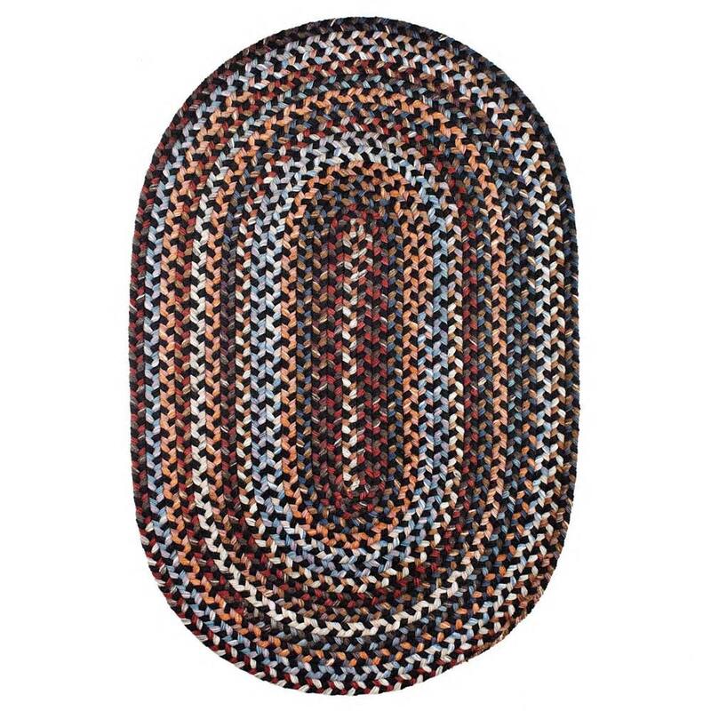 Rhody Rug Augusta Space-dye Wool Braided Rug - Black Rock - 10' x 13' Oval