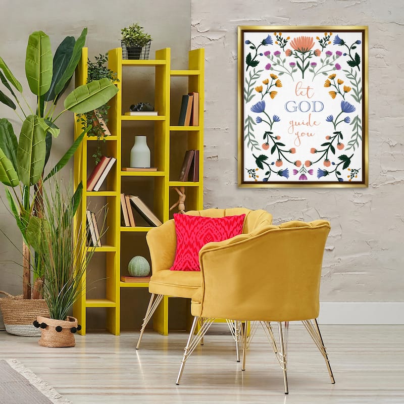Stupell Floral Let God Guide You Framed Floater Canvas Wall Art Design By Angel Nicole