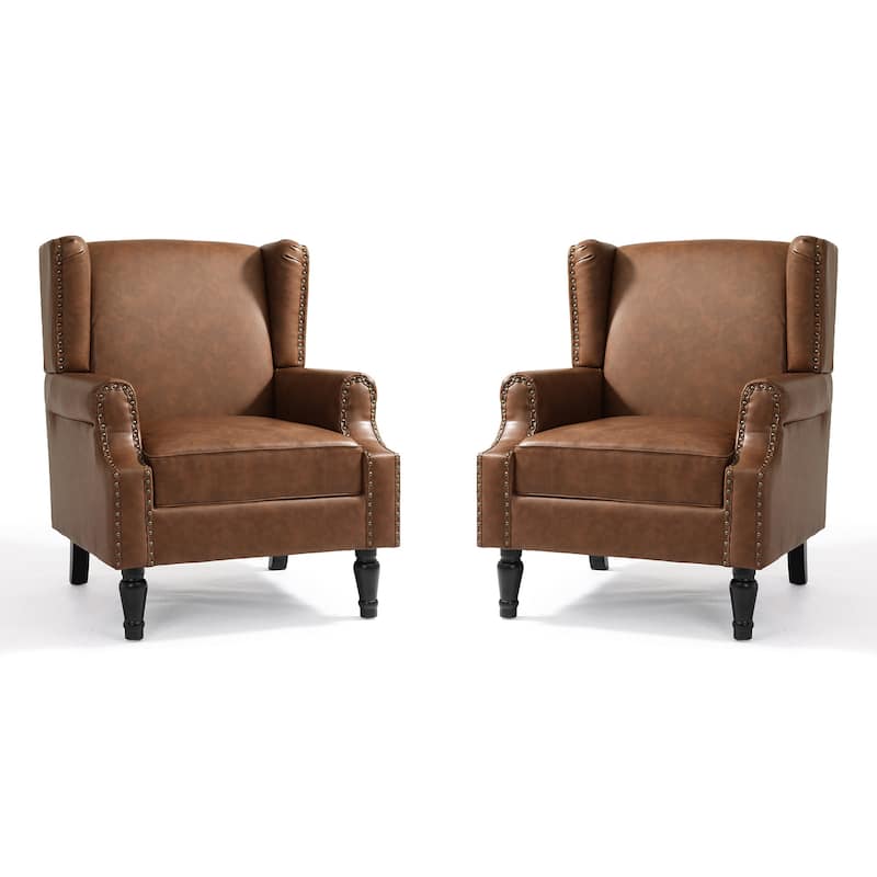 Set of 2 Patterned Upholstered Accent Chair for Living Room