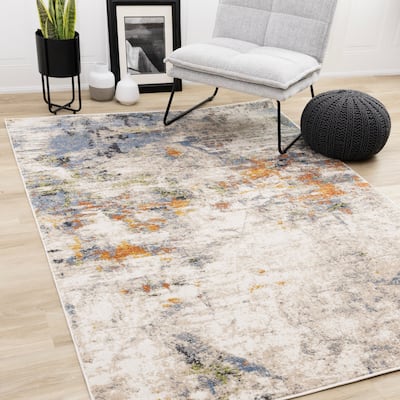 Solace Collection - Soft Low-Pile Multi-Colored Granite Area Rug