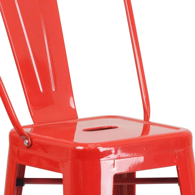 4 Pack 30" High Metal Indoor-Outdoor Barstool with Back - Kitchen Furniture