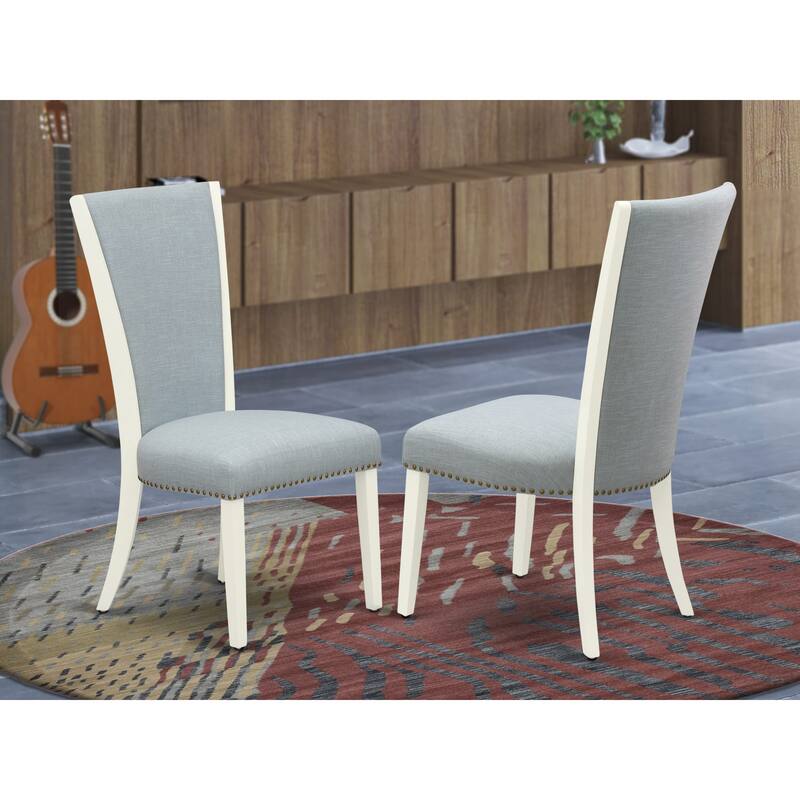 East West Furniture Verona Parson Dining Chairs - Nail head Trim Linen Fabric Chairs, Set of 2(Finish Options) - VEP2T15