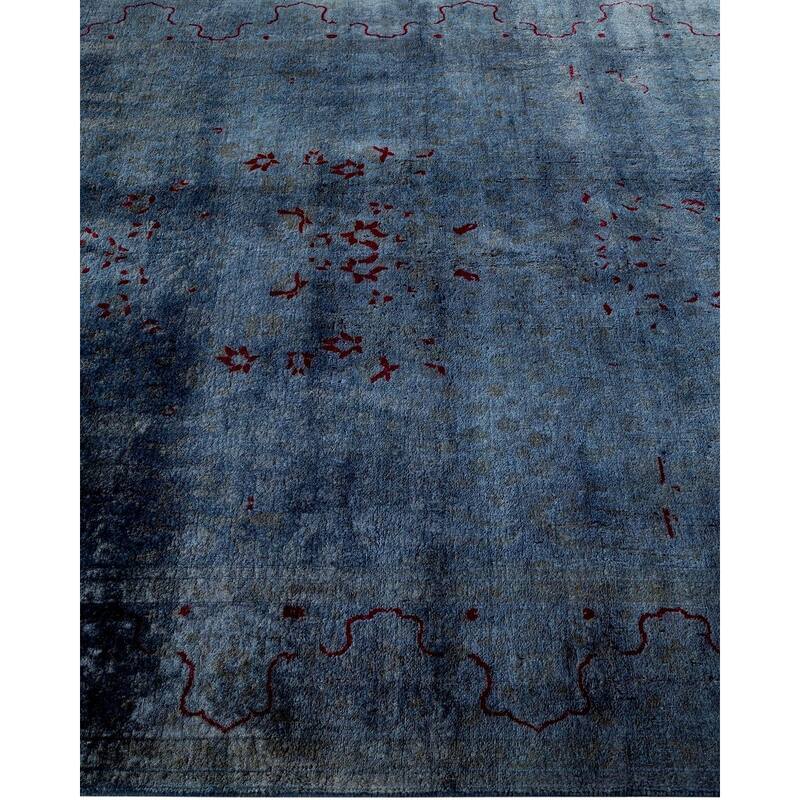 Overton Hand Knotted Wool Vintage Inspired Modern Contemporary Overdyed Blue Area Rug - 4' 9" x 7' 7"