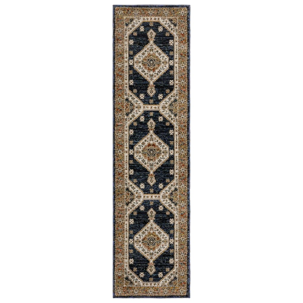 Style Haven Adalynn Center Medallion Blue/ Orange Area Rug