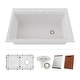 preview thumbnail 1 of 5, 33 Inch Lexicon Platinum Quartz Composite Drop-in Undermount Single Bowl Workstation Galaxy White Kitchen Sink LP-750TM-W Galaxy White