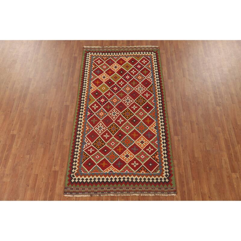 Vegetable Dye Kilim Qashqai Persian Rug Flatweave Wool Carpet - 4'5" x 8'3"