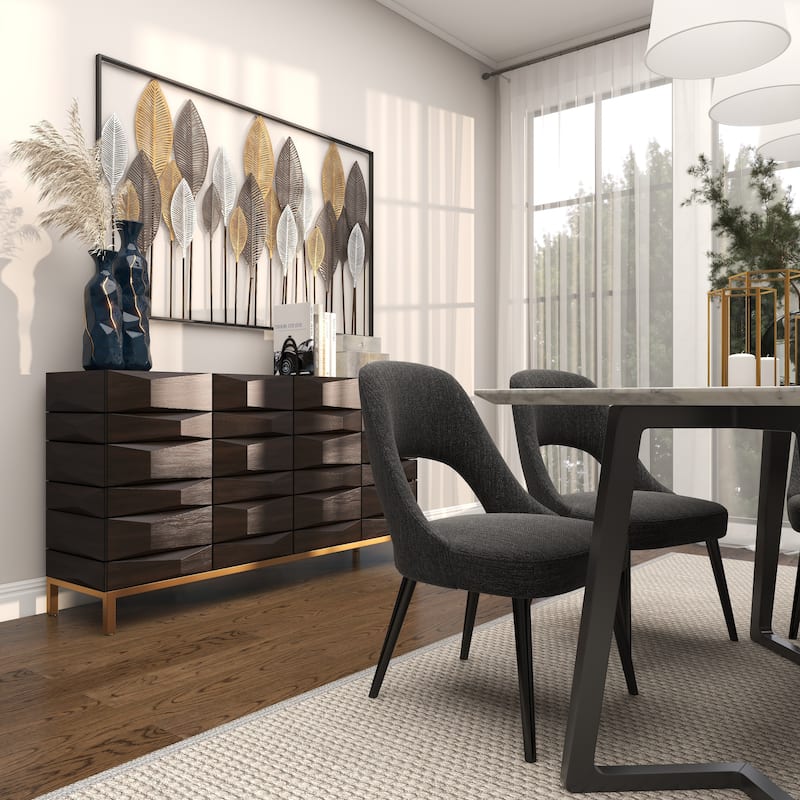 Contemporary Metal Tall Cut-Out Leaf Wall Decor with Intricate Laser Cut Designs - Bronze, Gray, Brass