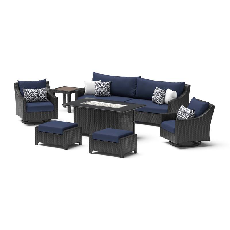 Deco 8 Piece Sunbrella Outdoor Patio Motion Fire Set with Table