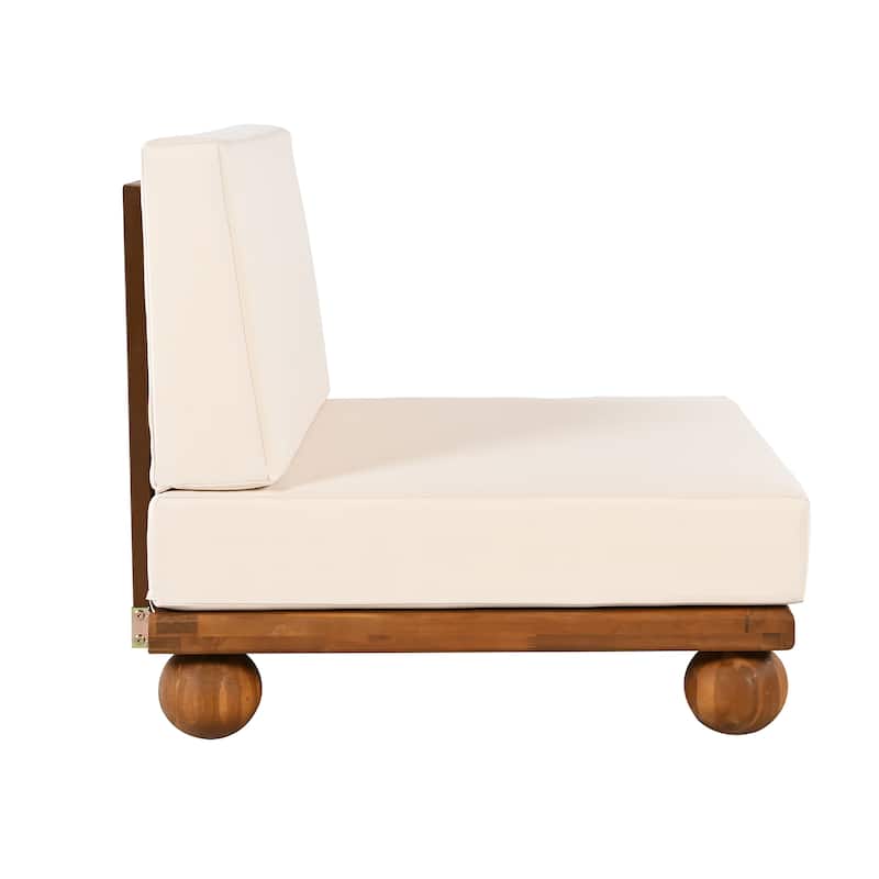 Scott Living Dulcie 4 Piece Outdoor Acacia Wood L Shape Setional Sofa with Removable Cushions