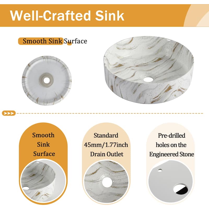 Malwee 30"/36" Floating Bathroom Vanity, Wall Mounted Bathroom Vanity with Ceramic Sink and Soft Close Door