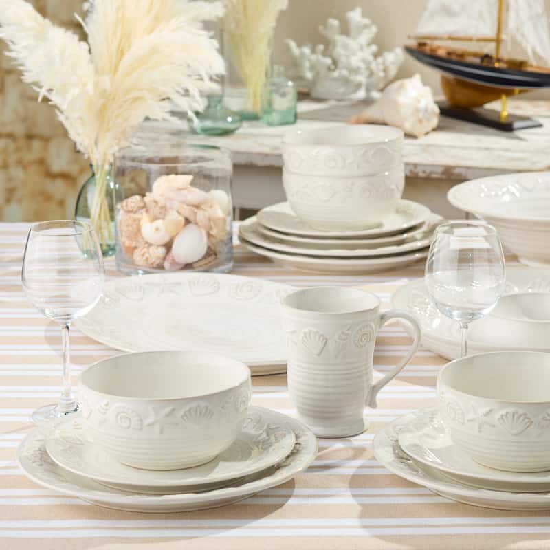 Certified International Coastline Cream 5.25" Ice Cream/Dessert Bowls, Set of 4 - 6.00"L x 6.00"W x 3.00"H