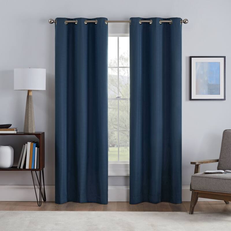Eclipse Talisa Draft Blocker Fleece Insulated 100% Blackout Panel Pair - 37x84 - Indigo