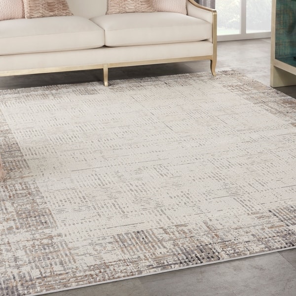 Nourison Elation Abstract Modern Ivory Grey Area Rug - Bed Bath ...