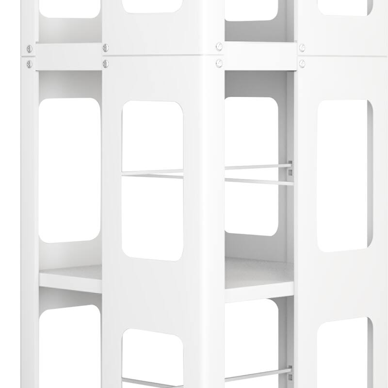 4-Tier All-Steel Rotating Bookshelf With 360°Wheels,Large Size Sturdy & Spacious Book Rack