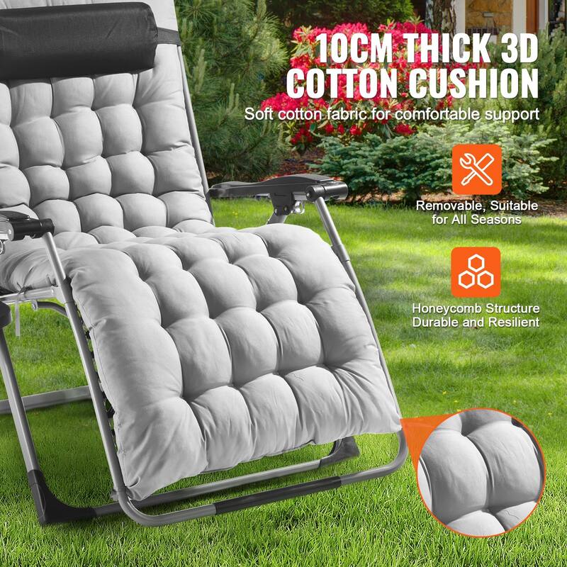 33 Inch Zero Gravity Recliner Lounge Chair with Steel Tube Frame and Thick Cushioned Pad - 34.05 x 32.48 x 43.7 in