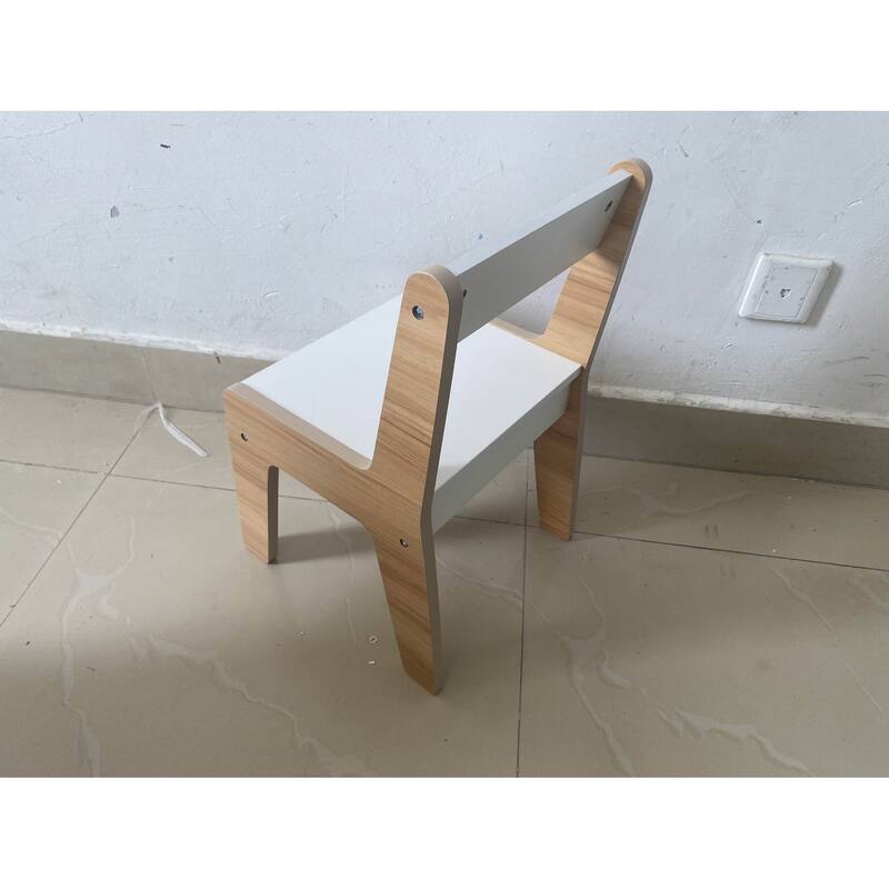 Kids Flip-Top Study Desk & Chair Set with Chalkboard White & Natural Wood MDF/Eco-Wood - 23.62" x 19.68" x 22.04"