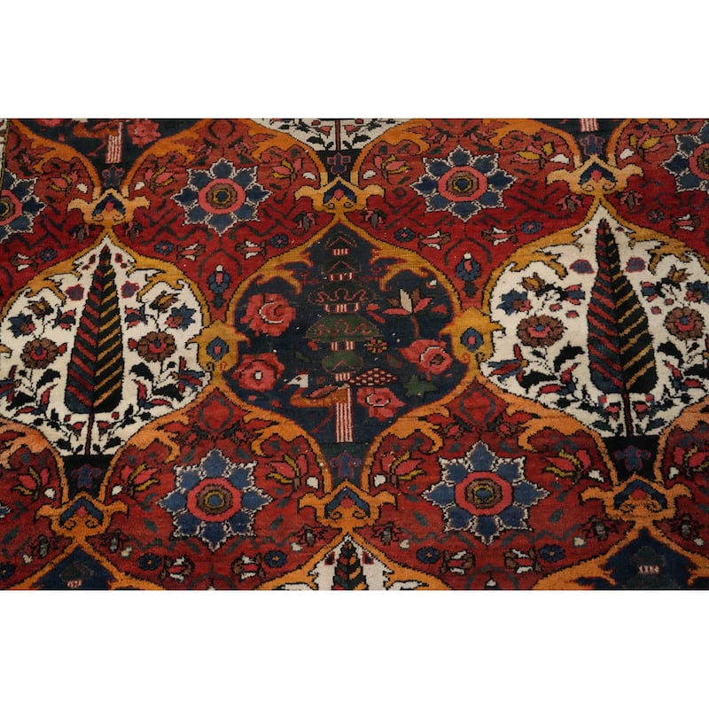Hand Knotted Oriental 100% Wool Carpet Traditional Floral Oranges & Rust Bakhtiari Area Rug - 10' 3'' X 6' 9''