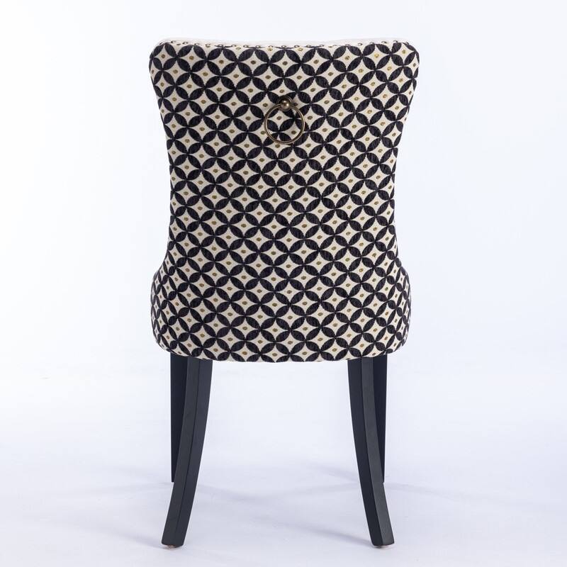 Set of 2 Mid-Century Velvet Dining Chairs with Nailhead Trim