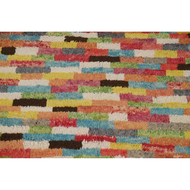 Plush Colorful Moroccan Area Rug Hand-Knotted Wool Carpet - 5'8" x 9'10"