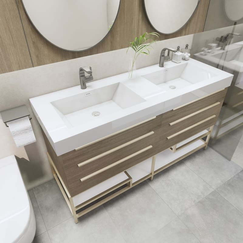 Noble 60" Free-standing Vanity with Reinforced Acrylic Double Sink