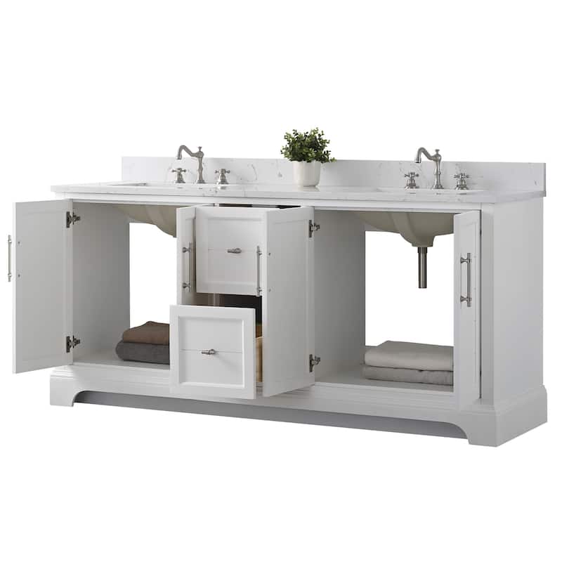 Vanity Art 72" Double Sink Bathroom Vanity with Top & Backsplash