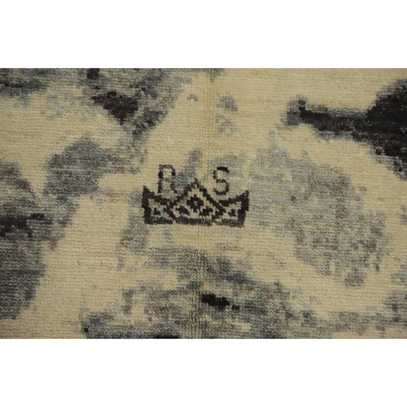 Hand Knotted Oriental 100% Wool Carpet Modern Abstract Greys & Charcoal Modern Area Rug - 7' 9'' X 4' 10''